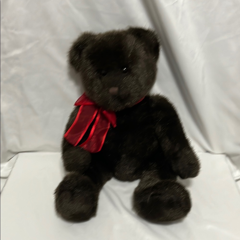 Plush Teddy Bear with Red Ribbon Gund